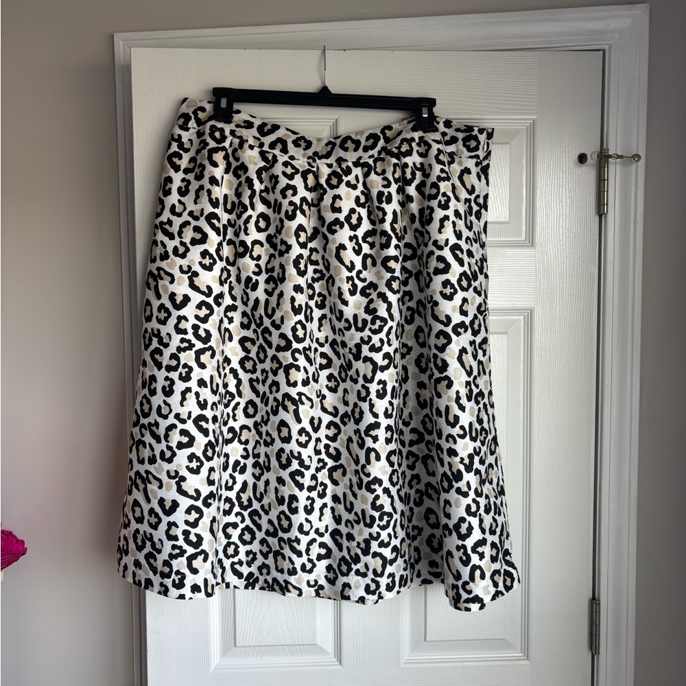 Crown & Ivy Black and White Animal Print A-Line Skirt
